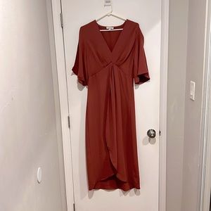 Burnt orange midi dress